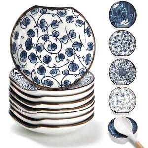 lot 19797 image: Tlence 8 Pack Ceramic Spoon Rest Set, Japanese Painted Small Spoon Holder for Coffee Bar, Aesthetic Kitchen Counter Utensil Rest for Stove Top Spatula Sauce, Housewarming Gifts, 4 Colors