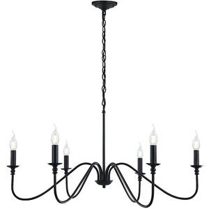 lot 19805 image: Miluolan Black Chandelier, 6-Light Farmhouse Chandelier for Dining Room