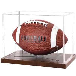 lot 19807 image: Fitense Full Size Acrylic Football Display Case Solid Wood Base
