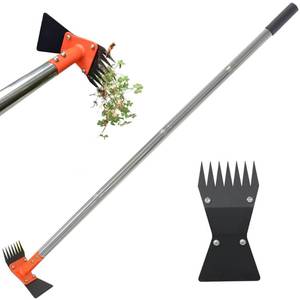 lot 19820 image: CKLT 2-in-1 Garden Hoe and Weed Puller Rake 60 Inch Spring Steel Head