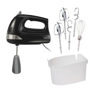 lot 19835 image: Hamilton Beach 6 Speed Hand Mixer with Easy Clean Beaters Snap-On Case 7 Attachments Black 62639C 275W, Dishwasher-Safe Parts