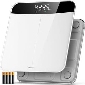 lot 19836 image: Ovutek Scale for Body Weight, Highly Accurate 450lb Digital Bathroom Scales for People, Automatic Weighing Machine for Baby, Pet, Light Items, Large LED, Sturdy and Durable Base, White