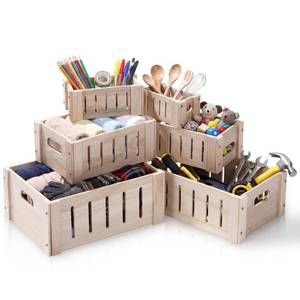 lot 19846 image: Ripeng 6 Pcs Decorative Wood Crates for Storage Display, Rustic Wooden Nesting Crates with Handles, Large Small Farmhouse Boxes for Wedding Birthday Home Decorations (Rustic Color,6 Sizes)