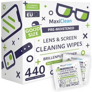 lot 19851 image: MAXI CLEAN 440 Pack Lens Wipes for Eyeglasses Pre-Moistened, Individually Wrapped Streak-Free Cleaning for Glasses and Laptop Screens, Glasses Cleaner Wipe Bulk 5.5 x 4.7 Inch, Sunglasses and Phone Wipe ( Open Box, May Be Missing Pieces)