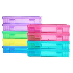 lot 19854 image: OMNISAFE 9 Pack Medium Colored Plastic Hobby Art Craft Organizer, Mini Plastic Storage Containers with Latching Lid, for Pencil Box, Lego, Crayon (Colorful)
