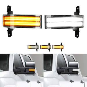 lot 19860 image: ROCCS LED Sequential Amber Side Mirror Marker Turn Signals White Parking Cargo Lights Switchback Tow Mirror Light for 2014-2019 Chevy Silverado GMC Sierra 1500 2500HD 3500HD, Clear Lens