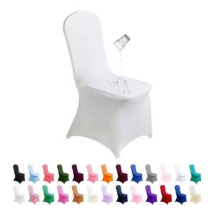lot 19867 image: SUPERO Waterproof Spandex Chair Cover 25PCS, Stretch Dining Chair Covers, Polyester Outdoor Chair Covers, Protector Stretch Chair Cover for Party Universal, Banquet, Wedding Event, Hotel(White)