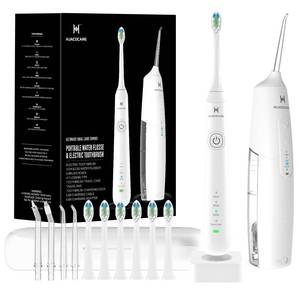 lot 19868 image: 2-1 Oral Clean Kit- Water Dental flosser and Electric Toothbrush Combo- Brushing and Flossing- for Teeth Cleaning and Gum Health (White)