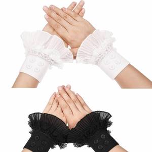 lot 20285 image: Chuarry 2 Pairs Lace Ruffle Wrist Cuffs Lolita Shirt Sleeves Victorian Gothic Clown Sleeves Accessories Retro Cosplay Renaissance Steampunk Masquerade Wrist Cuffs Costume