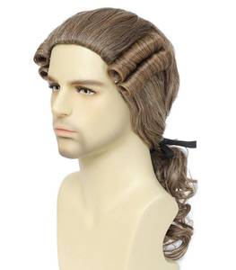 lot 20290 image: Airhostess Colonial Wig for Men Funny Crazy Wigs Washington Halloween Costume Cosplay Party Wigs (Light Brown)