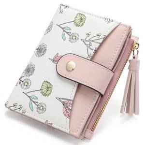 lot 20310 image: yiijay Small Wallet for Women RFID Blocking Tassle Bifold Slim Thin Leather Wallet Credit Card Holder Wallet Ladies Mini Wallet with Zipper Pocket