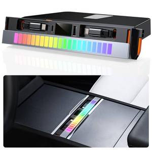 lot 20315 image: DGXWLLW USB Hub for Tesla Model Y Juniper 2025 2026 Model 3 Highland 2024 2025, 116W Dual Type-C RGB Ambient Light Docking Station with Sliding Cover Multi Ports Retractable Cable fit Center Console