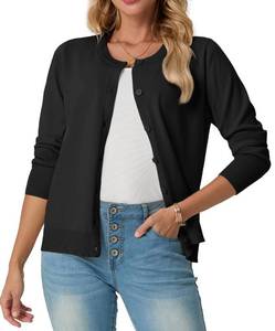lot 20316 image: GRECERELLE Cardigan Sweaters for Women Lightweight Long Sleeve Crew Neck Button Up Soft Ribbed Knit Cardigans 2026 Spring Outfits Plus Size Black 4XL