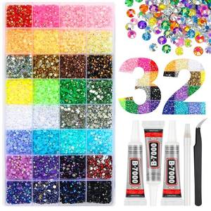 lot 20332 image: 45000Pcs 32 Colors Jelly Resin Rhinestones for Bedazzling, 3mm Multicolor Flatback Gems for Crafting, Bedazzler Kit with 3Pcs B7000 Jewelry Glue for Clothes Shoes Nail Book Diamond Art