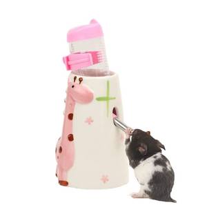 lot 20337 image: Hamster Water Bottle Small Animal Standing Water Dispenser Ceramic Base Cage Hanging Water Feeding Bottles Auto Dispenser for Hamster Guinea Pig Squirrel Rabbit Hedgehog (Pink)