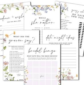 lot 20342 image: GardenCity Bridal Shower Games Set for 25 Guests - 6 Fun Activities, Double-Sided Cards (Floral)