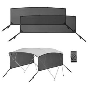 lot 20344 image: Detachable Clip in Bimini Top Mesh Sidewalls, Boat Sun Shade Universal Fit for 4 Bow Bimini Tops, with Straps Clips (Bimini Tops Not Included)