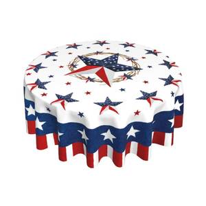 lot 20349 image: Giwawa 4th of July Round Tablecloth 60in Patriotic American Stars Wreath Circle Table Cover for Kitchen Dining Rustic USA Heat Resistant Table Cloth for Picnic Party Indoor Outdoor Decor