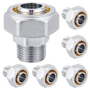 lot 20351 image: Yaocom 6 Pcs 34in x 12in Straight Air Piping Fittings, Brass-nickel Plated, 200psi, Tubing Fittings for Garage Shop Compressed Air Line System Kit