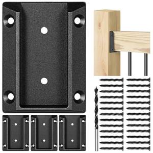lot 20368 image: Epcee 4pcs ADC-12 Aluminum Deck Railing Bracket, Deck Railing Connectors for 2inx4in (Actually 1.5inx3.5in) Wooden Deck Railing Post to Handrail Connection (Black)