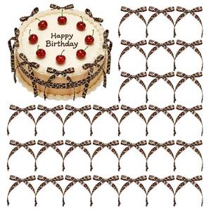 lot 20383 image: 30PCS Leopard Print Cake Bows Ribbon Cheetah Bowknot Toppers for Bachelorette, Bridal Shower, Jungle Theme and Girls Womenfts Birthday Party Decor