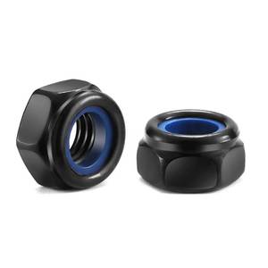 lot 20420 image: M6 x 1.0mm Nylon Insert Hex Lock Nuts 50Pcs 304 Stainless Steel Locknuts, Hex Drive, Black Oxide by SG TZH ( Open Box, May Be Missing Pieces)