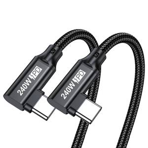 lot 20429 image: 240W USB C to USB C Cable 1.6FT,Right Angle PD 3.1 Type C to C 5A Fast Charging Cable for MacBook ProAir,iPad ProAirMini,iPhone1515Pro15Plus15ProMax,Samsung S24S23S22,Surface Book2,Pixel