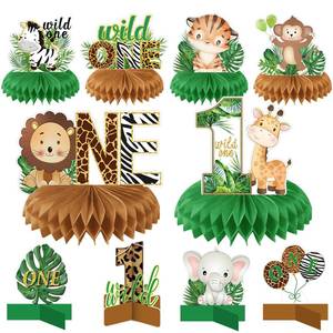 lot 20434 image: 10 PCS Wild One Honeycomb Centerpieces Birthday Decorations for Boys and Girls Safari Centerpieces for Tables 3D Double Side Baby Shower Jungle Animals Party Decorations