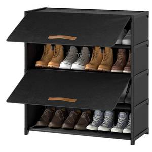 lot 1409 image: UNITSTAGE 5 Tier Shoe Cabinet with Door, 20-Pair Storage, Black