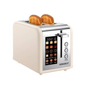 lot 1425 image: 2 Slice Touch Screen Toaster Stainless Steel Wide Slots with Digital Touchscreen, Reheat & Defrost, Even Toasting for Family Breakfast Bagel & Bread, Easy Removable Crumb Tray, Cream Color