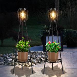 lot 1438 image: MXwcy 2 Pack Solar Lights Outdoor with Plant Stands, Solar Floor Lamp with LED Edison Bulbs for Garden Yard Pathway Driveway FrontBack Porch Decoration