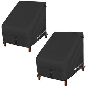 lot 1444 image: Porch Shield Patio Chair Covers -Waterproof Outdoor Lounge Deep Seat Lawn Chair Cover 2 Pack - 30W x 33D x 34H inch, Black