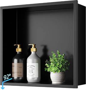 lot 1446 image: HelloaySen No Tile Needed Shower Niche - 12x12 Black 304 Stainless Steel Recessed Shelf,Over Mount Installation for Bathroom & Shower Wall,Waterproof