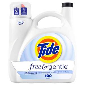 lot 1451 image: Tide Free & Gentle Unscented HE Deep Cleaning Concentrated Liquid Laundry Detergent 100 Loads - 132 fl oz