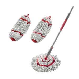 lot 1457 image: Rubbermaid Microfiber Twist Mop Kit with 2 Refills Kit Machine Washable Built-in Wringer Lightweight Safe for All Floor Types Deep Cleaning for HomeBathroomGarageOffice