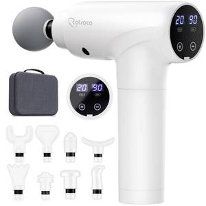 lot 1460 image: cotsoco Massage Gun Deep Tissue, Muscle Massage Gun with 9 Attachment Heads 20 Speeds & Silent Brushless Motor for Pain Relief, Handheld Percussion Back Massager Gun for Athletes(White)