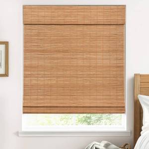 lot 1510 image: UNISHADES 100% Blackout Cordless Bamboo Roman Shades 35�64 in Papara Carbon