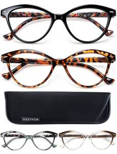 lot 2001 image: HEEYYOK 2.5 Readers For Women Small Face Womens Reading Glasses Cat Eye 4-Pack Cheaters Reading Glasses Comfort Spring Hinge
