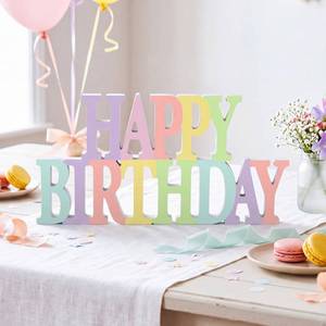 lot 2006 image: Novabright Happy Birthday Sign Centerpieces for Table Birthday Party Decorations for Women Bday Birthdays Themed Celebration Party Supplies(Pastel,No Glitter)