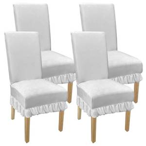 lot 2368 image: Velvet Dining Room Chair Cover Stretch Thicker Dining Chair Covers Set of 4, Removable & Soft Velvet Kitchen Chairs Covers Washable Parsons Chairs Slipcover for Kitchen Room (White, with Skirt, 4PCS)
