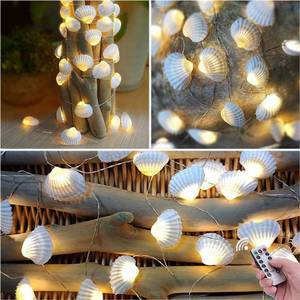 lot 2369 image: HDNICEZM Beach Seashell Decorative String Lights 14.1Ft 40 Warm White LED Waterproof Battery Operated Ocean String Lights for Bedroom Wedding Holiday Party Garden Indoor Outdoor Decorations