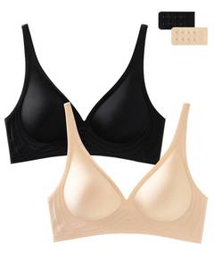 lot 2383 image: BOUFOR Deep V Bra Padded Bralettes for Women 2 Pack Low Cut Bras for Deep V Neck Wireless Push Up Bralette Comfort A-D Cups