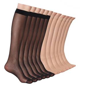 lot 2388 image: ZIHUA 12 Pack Knee High Stockings for Women 20D Sheer Nylon Socks Nude