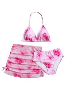 lot 2390 image: RoseSeek Girls 3 Piece Cute Bowknot Bathing Suit Halter Triangle Swimsuit 12Y