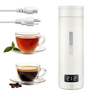 lot 2398 image: Travel Tea Kettle��120V��, Portable Electric Kettle, 316 Stainless Steel Premium Liner, 4-speed Temperature Adjustment with Auto Shut-off and Boil-Off Protection,White.