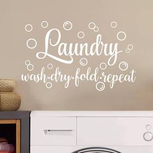 lot 2407 image: Laundry Bubble Decal Quote Sticker Cute Laundry Signs Wall Hint Lettering Vinyl Art Decor Wash Dry Fold Repeat