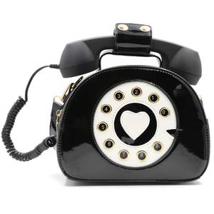 lot 2409 image: QiMing Retro dial telephone Crossbody Shoulder Bag,Pu Movable microphone Purse for Women(Black)