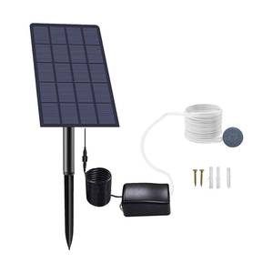 lot 2433 image: Irishom Solar Pond Oxygenator, Aquarium Oxygen Aerator Air Pump Fishing Aerator with Pipe Air Bubble Stones for Garden Fish Tank Outdoor Pool Pond