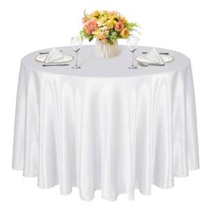 lot 2438 image: KKJIAF 1 Pack 120 Inch Round Tablecloth Satin White Round Table Cover, Silky Satin Dining Table Cloth for Wedding, Party, Banquet, Restaurant, Formal Events
