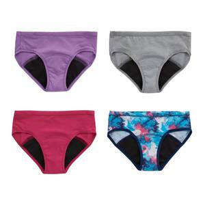 lot 2442 image: Hanes� Girls Period Underwear, Comfort Period. Hipster Panty, Moderate Protection Period Panties, 4-Pack